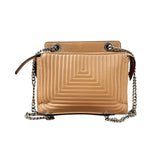 Pre-owned Fendi Beige gesteppte Dotcom-Schultertasche Braun bag back view