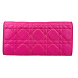 Pre-owned dior-lady-dior-fuchsia-cannage-quilted-leather-wallet-on-chain-bag-front