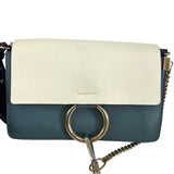 Pre-owned chloe-faye-chain-gray-blue-suede-leather-crossbody-bag-front