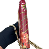 Pre-owned gucci-red-interlocking-g-blooms-leather-wallet-on-chain-front