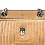 Pre-owned Fendi Beige gesteppte Dotcom-Schultertasche Braun bag