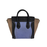Pre-owned celine-luggage-nano-shopper-black-blue-beige-handbag-front