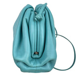 Pre-owned bottega-veneta-mini-pouch-teal-light-blue-leather-crossbody-clutch-front