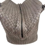 Pre-owned bottega-veneta-intrecciato-cesta-dark-brown-tote-bag-front