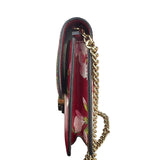 Pre-owned gucci-red-interlocking-g-blooms-leather-wallet-on-chain-front