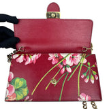 Pre-owned gucci-red-interlocking-g-blooms-leather-wallet-on-chain-front