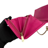 Pre-owned dior-lady-dior-fuchsia-cannage-quilted-leather-wallet-on-chain-bag-front