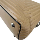 Pre-owned Fendi Beige gesteppte Dotcom-Schultertasche Braun bag