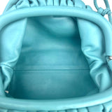 Pre-owned bottega-veneta-mini-pouch-teal-light-blue-leather-crossbody-clutch-front