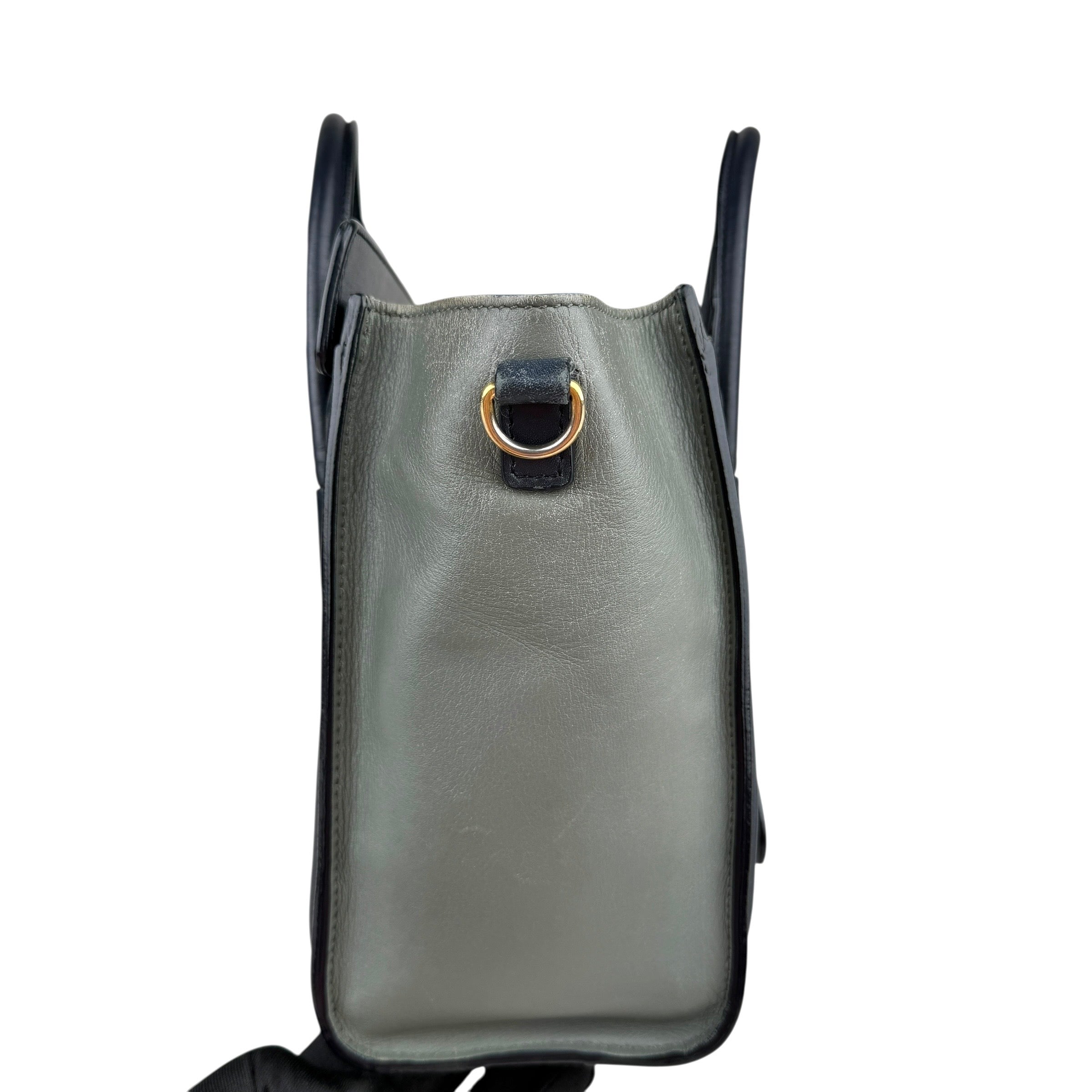 Pre-owned celine-luggage-nano-tricolor-blue-dark-blue-grey-leather-handbag-front