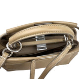 Pre-owned fendi-peekaboo-2way-beige-leather-shoulder-handbag-front