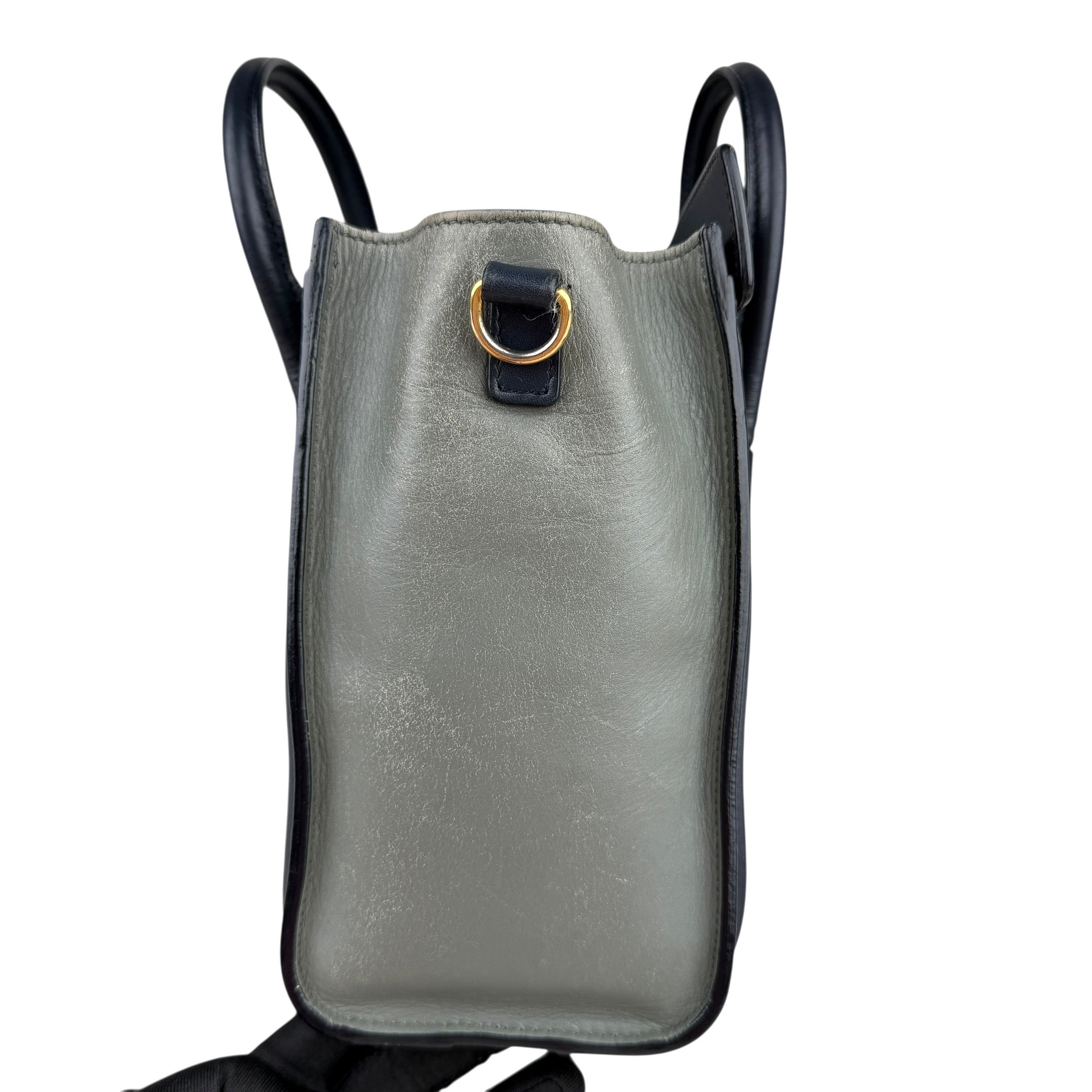 Pre-owned celine-luggage-nano-tricolor-blue-dark-blue-grey-leather-handbag-front