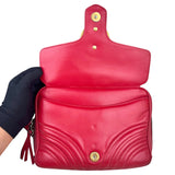 Pre-owned Gucci Medium GG Marmont Matelasse Chevron Top Handle Red bag
