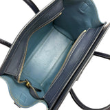Pre-owned celine-luggage-nano-tricolor-blue-dark-blue-grey-leather-handbag-front