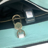 Pre-owned bvlgari-green-white-black-leather-grey-python-handbag-front