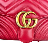 Pre-owned Gucci Medium GG Marmont Matelasse Chevron Top Handle Red bag