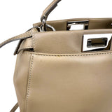 Pre-owned fendi-peekaboo-2way-beige-leather-shoulder-handbag-front