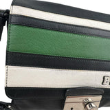 Pre-owned prada-saffiano-righe-sound-lock-crossbody-bag-front