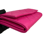Pre-owned dior-lady-dior-fuchsia-cannage-quilted-leather-wallet-on-chain-bag-front
