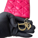 Pre-owned dior-lambskin-cannage-lady-dior-wallet-on-chain-crossbody-front