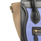 Pre-owned celine-luggage-nano-shopper-black-blue-beige-handbag-front