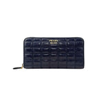Prada calfskin zip around wallet