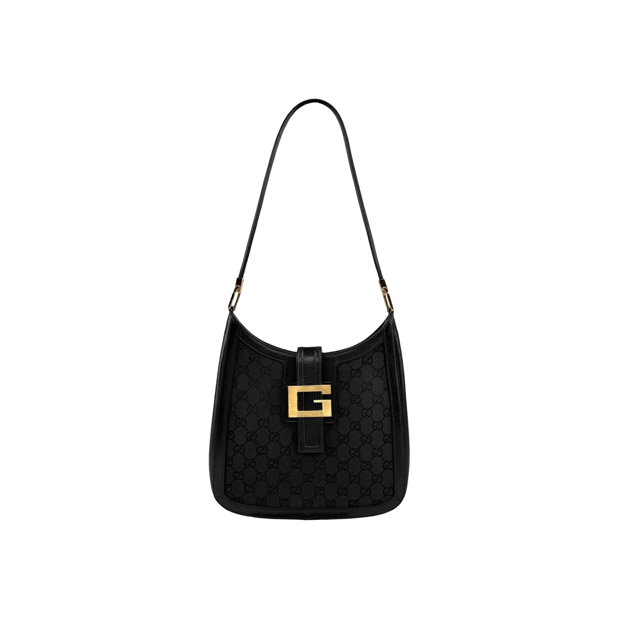 Gucci Black Canvas Aphrodite Logo Shoulder Bag