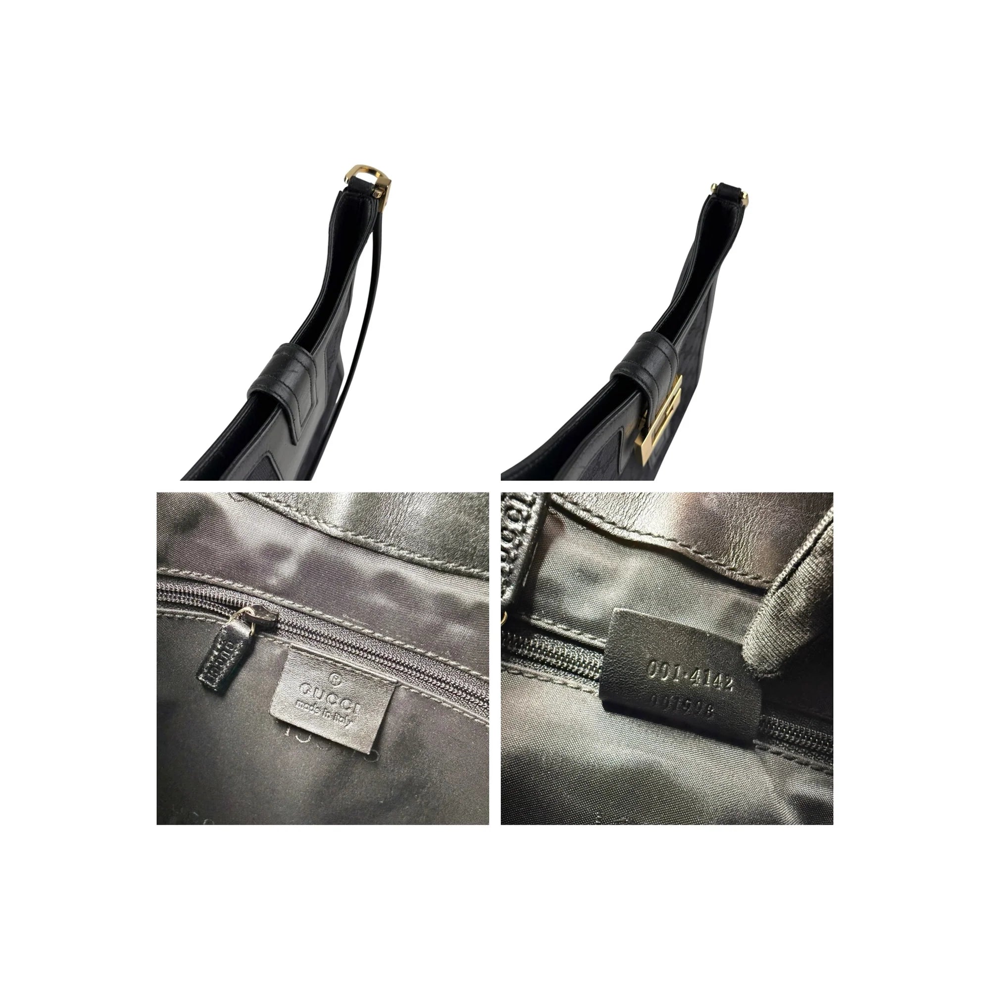 Gucci Black Canvas Aphrodite Logo Shoulder Bag