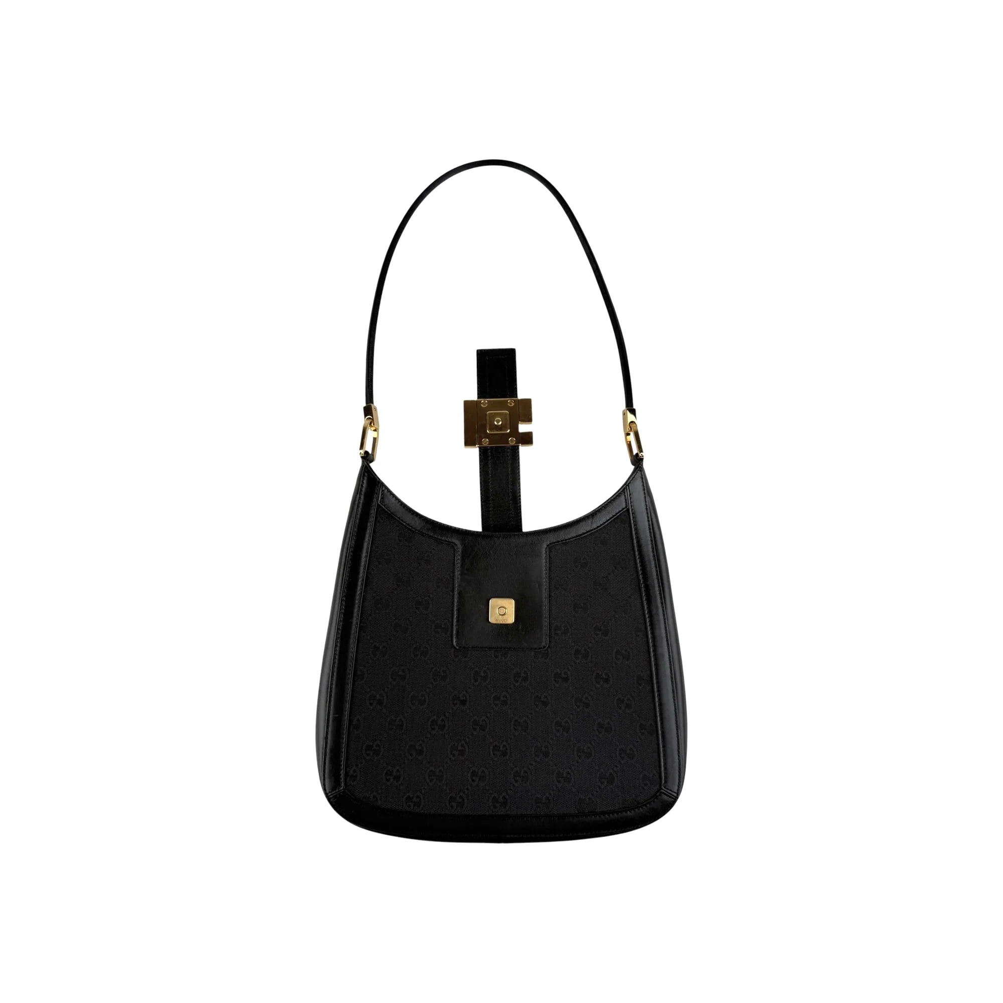 Gucci Black Canvas Aphrodite Logo Shoulder Bag