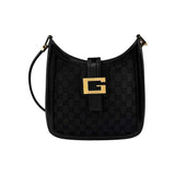 Gucci Black Canvas Aphrodite Logo Shoulder Bag