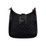 Gucci Black Canvas Aphrodite Logo Shoulder Bag