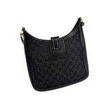 Gucci Black Canvas Aphrodite Logo Shoulder Bag