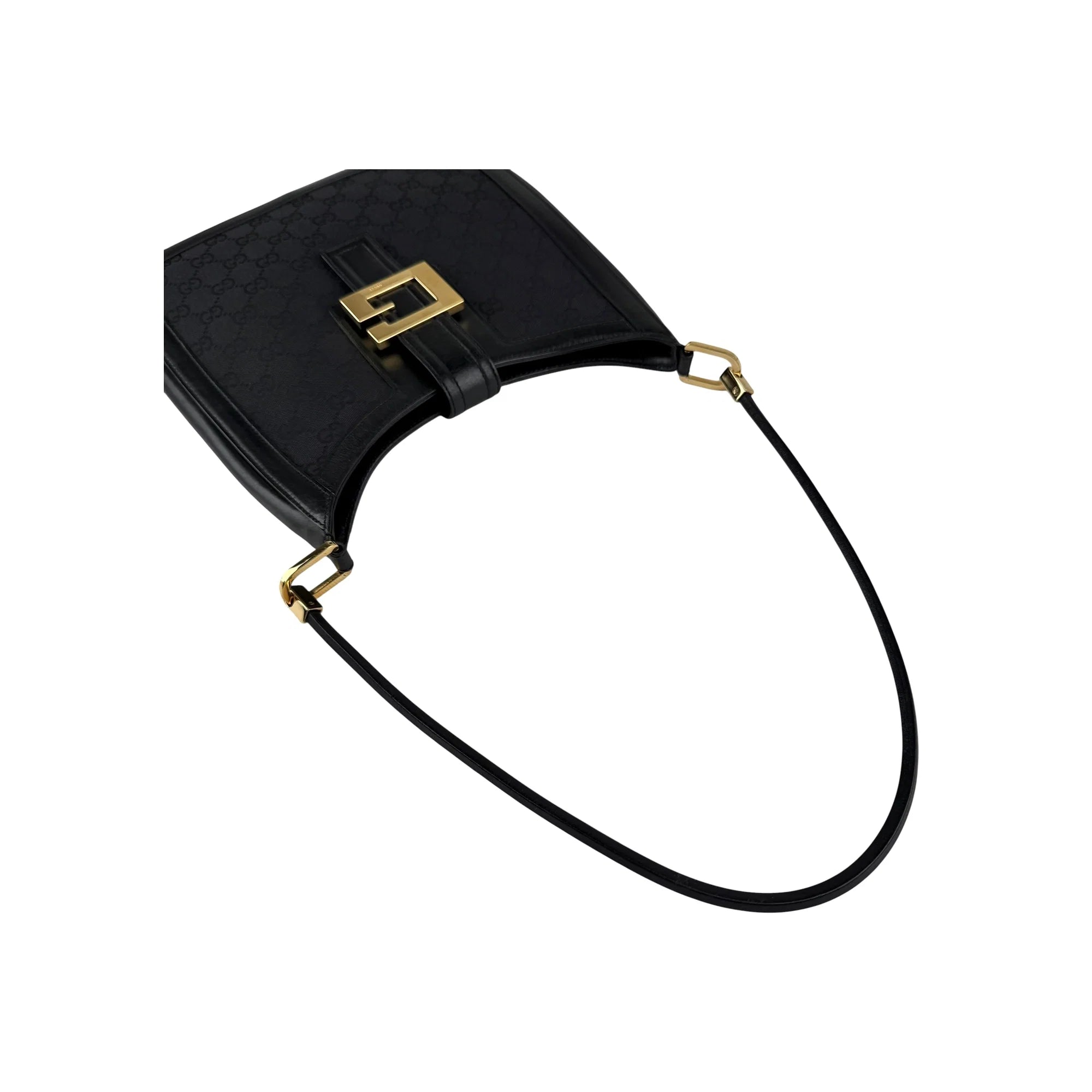 Gucci Black Canvas Aphrodite Logo Shoulder Bag