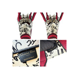 Dior White and Red Embroidered Canvas Dioramour Graffiti Vertical Book Tote