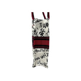 Dior White and Red Embroidered Canvas Dioramour Graffiti Vertical Book Tote