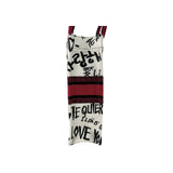 Dior White and Red Embroidered Canvas Dioramour Graffiti Vertical Book Tote