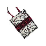 Dior White and Red Embroidered Canvas Dioramour Graffiti Vertical Book Tote