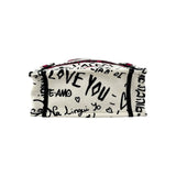 Dior White and Red Embroidered Canvas Dioramour Graffiti Vertical Book Tote