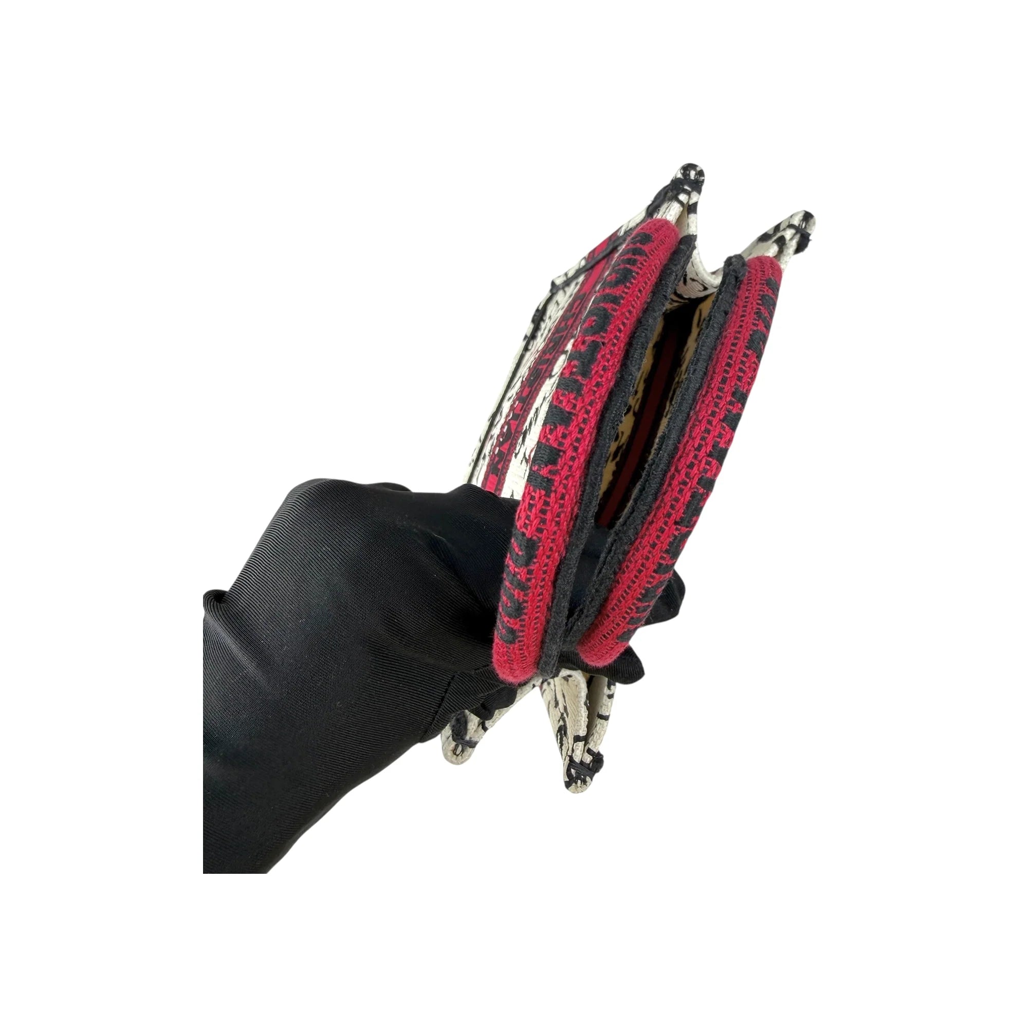 Dior White and Red Embroidered Canvas Dioramour Graffiti Vertical Book Tote
