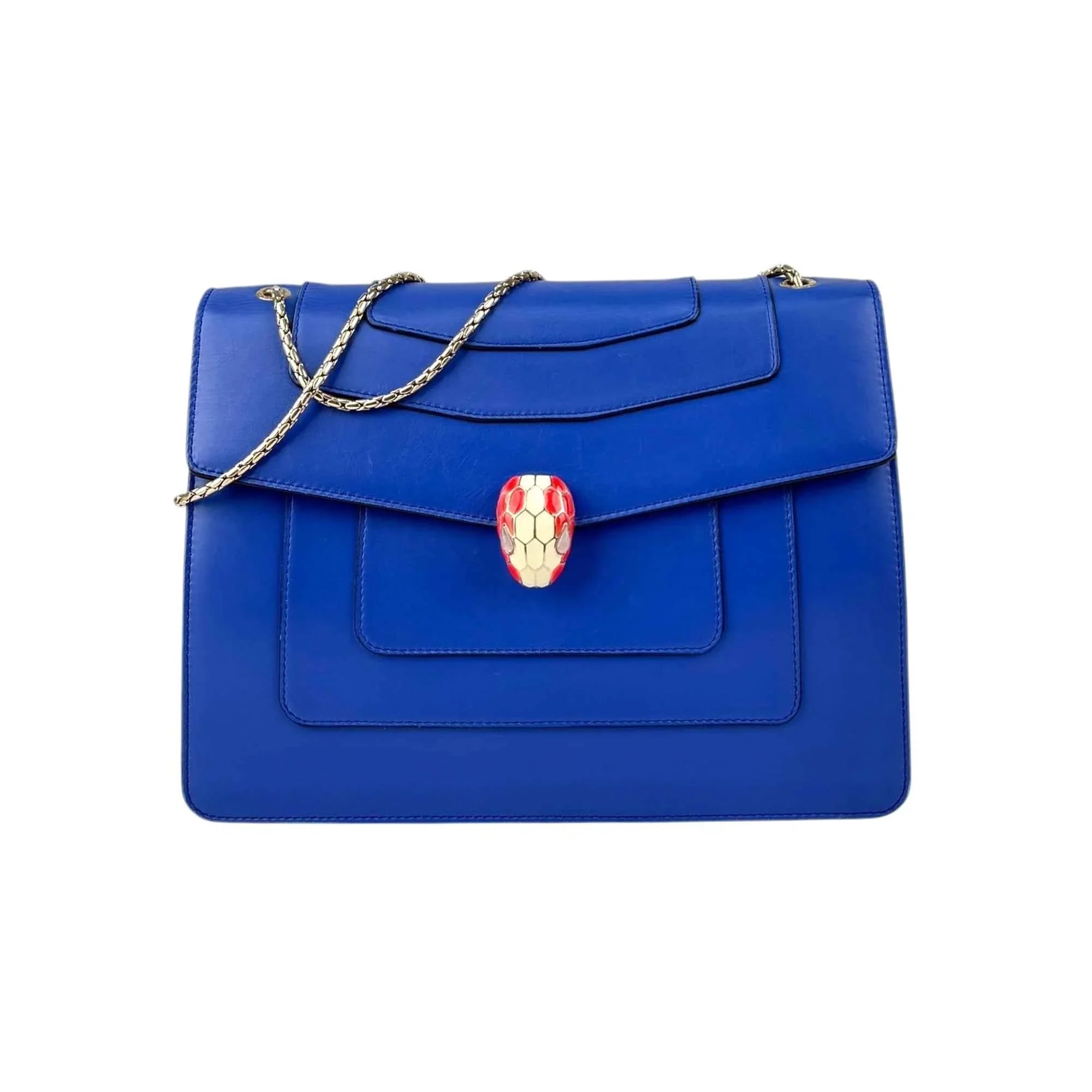 Bvlgari Blue Leather Medium Serpenti Forever Shoulder Bag