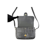 Celine Grey Crocodile-Embossed Leather Tassels Bag