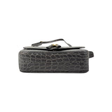 Celine Grey Crocodile-Embossed Leather Tassels Bag
