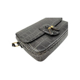 Celine Grey Crocodile-Embossed Leather Tassels Bag