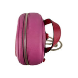 Gucci Soho Pink Red Pebbled Leather Color block Gold Tone Chain Strap Backpack