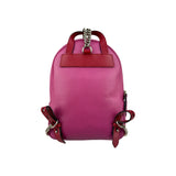 Gucci Soho Pink Red Pebbled Leather Color block Gold Tone Chain Strap Backpack