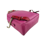 Gucci Soho Pink Red Pebbled Leather Color block Gold Tone Chain Strap Backpack