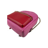 Gucci Soho Pink Red Pebbled Leather Color block Gold Tone Chain Strap Backpack