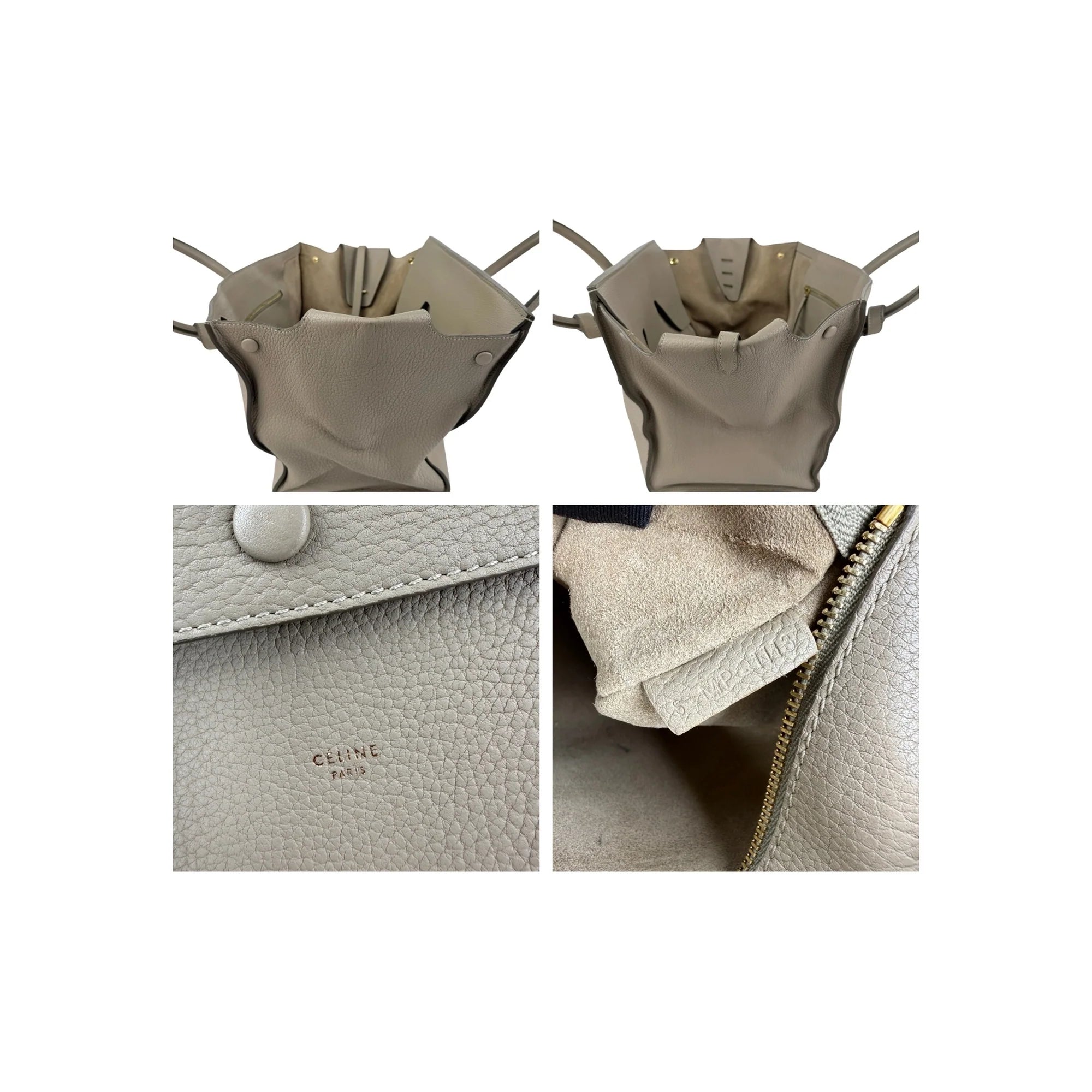 Celine Vanilla Crisped Calfskin Leather Tie Tote Bag