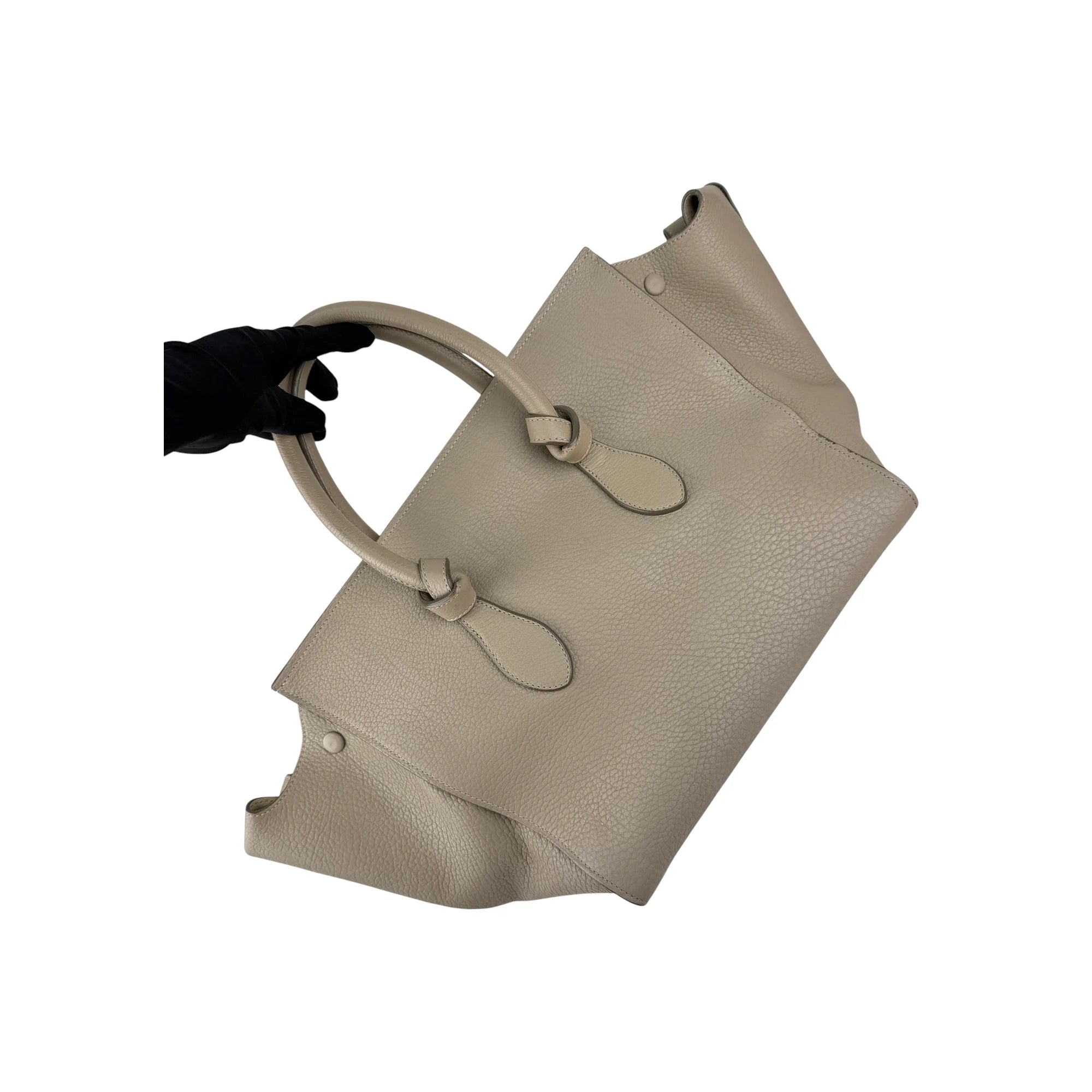 Celine Vanilla Crisped Calfskin Leather Tie Tote Bag