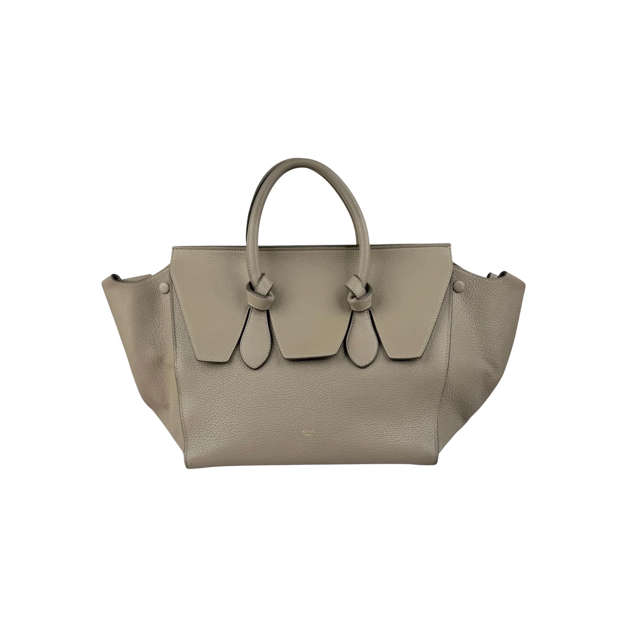 Celine Vanilla Crisped Calfskin Leather Tie Tote Bag